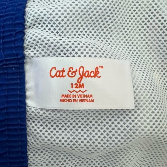 Cat & Jack Baby Boys Swim Shorts 12M Blue Stripe Board Trunks UPF 50+ Summer - Picture 6 of 7